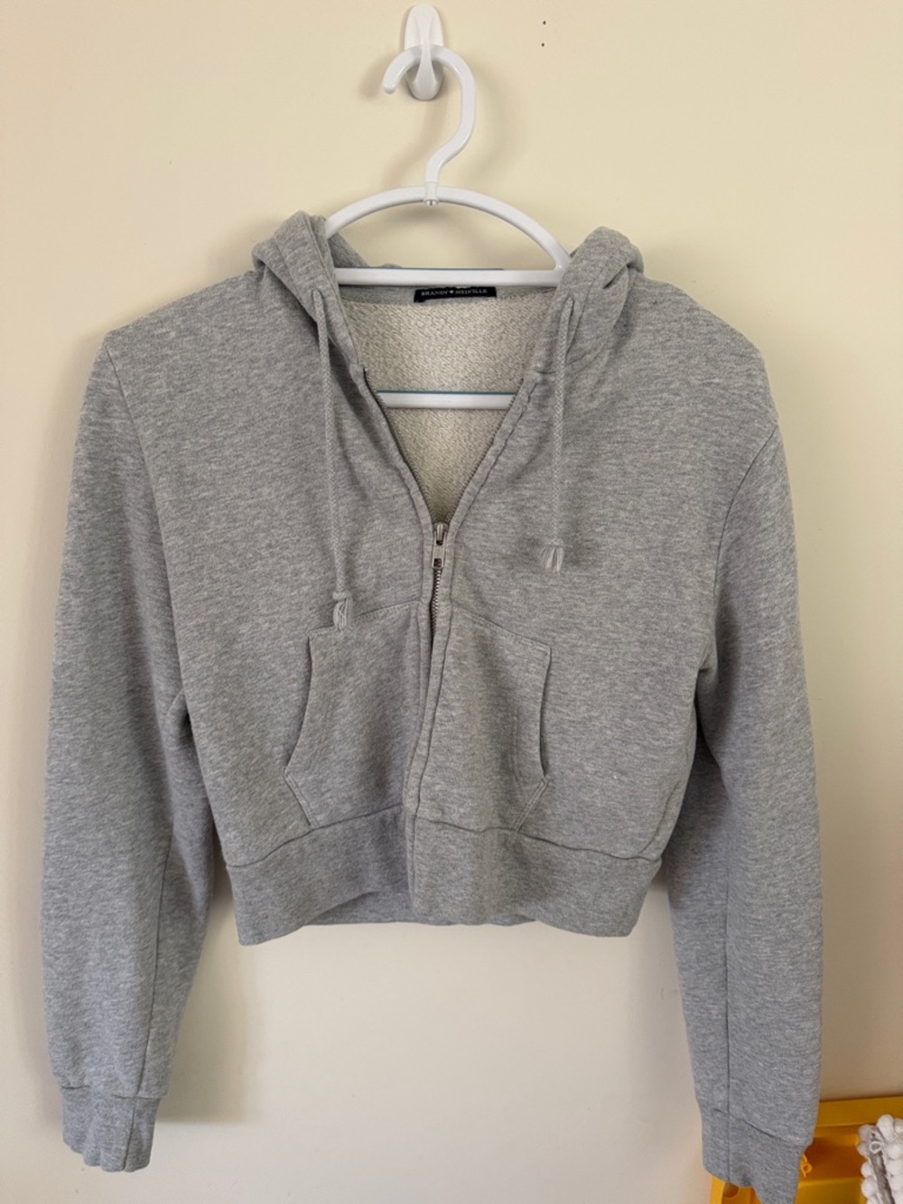 Brandy Melville Heather Gray Cropped Zip Hoodie